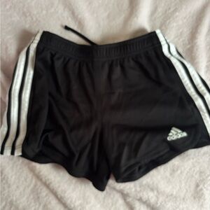 Adidas Women's Black Athletic Shorts with White Stripes